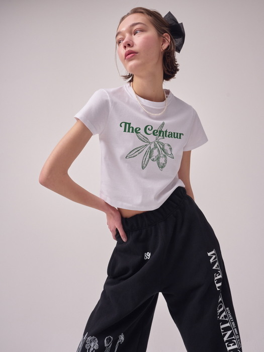 [TC22SSTOP14WH] OLIVE CROPPED TSHIRT [WHITE]