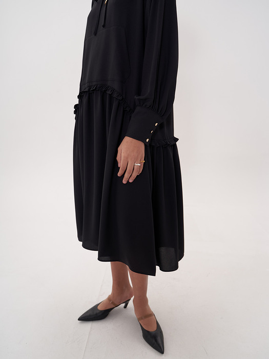 hooded maxi dress_black