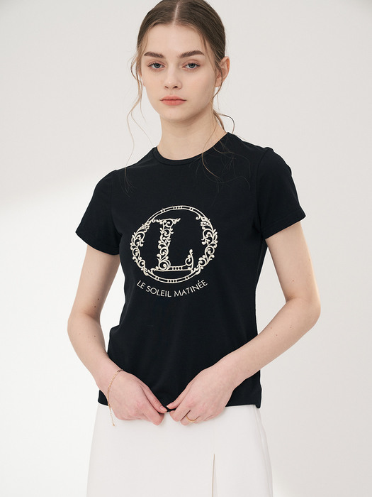 Embroidery L Crew Short Sleeve[BLACK]