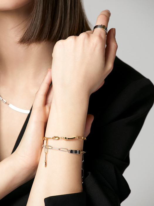 [Silver 925] square clip chain bracelet