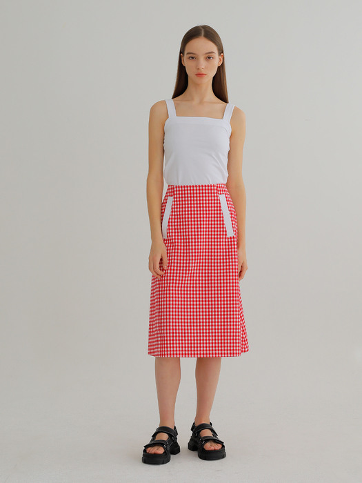 CHECK A LINE SKIRT / RED