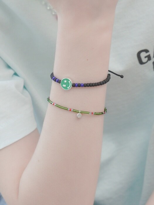 Mini smile charm clear color beads Bracelet 미니 스마일 참 투명 컬러 비즈 팔찌