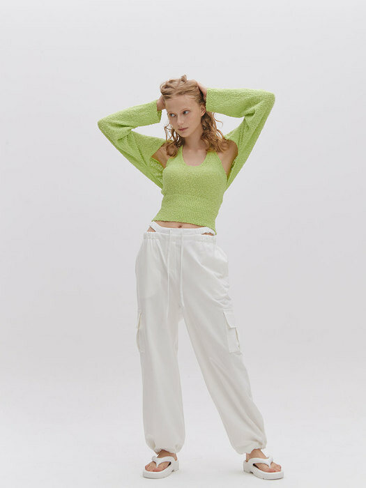 CUT OUT CARGO PANTS(WHITE)
