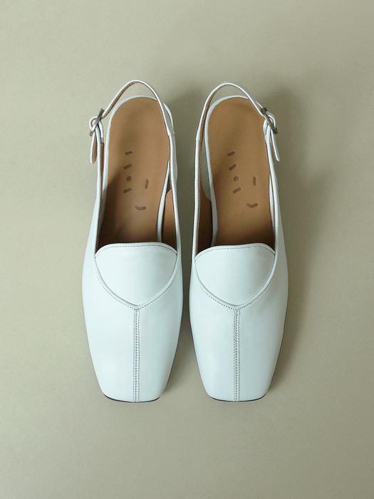 Block Heel Slingback Loafers . White