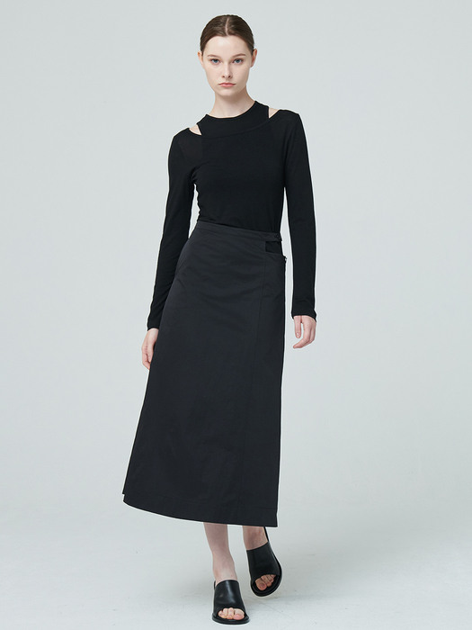 Cut Out Midi Skirt - Black 