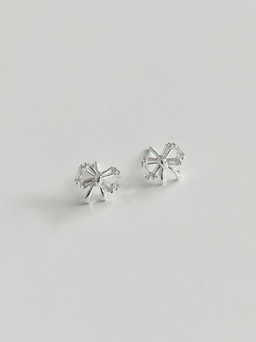 silver 925 angle ribbon earrings