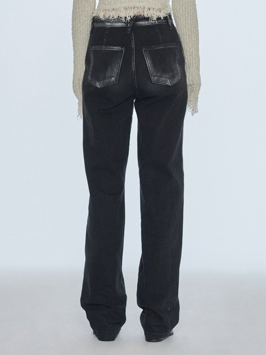 SILVER FOIL DENIM PANTS (black)