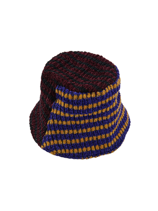 UNISEX FABRIC CONTRAST KNIT BUCKET HAT aaa313u(PURPLE/BURGUNDY)