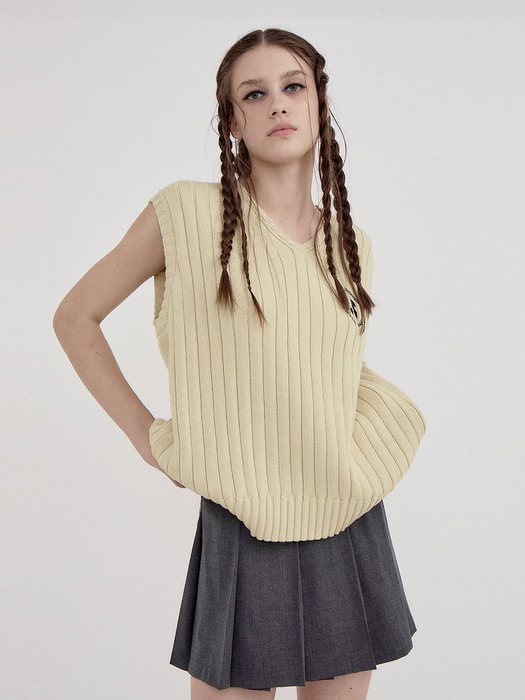 RR OVERSIZE KNIT VEST - LIGHT YELLOW