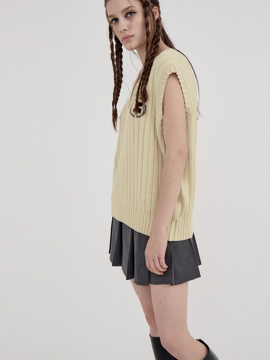 RR OVERSIZE KNIT VEST - LIGHT YELLOW