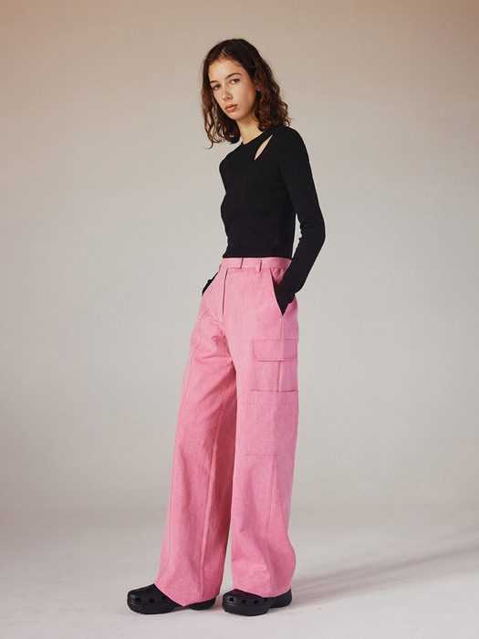 Cargo Cotton Pants_Pink 