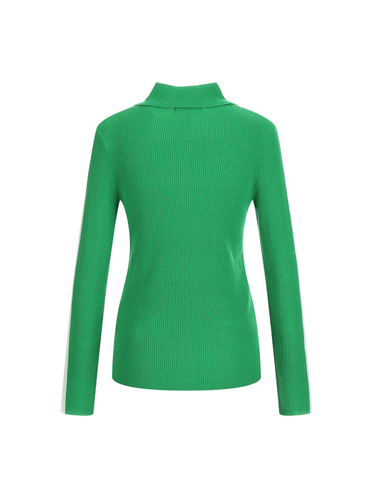 long collar 100% wool knit_green