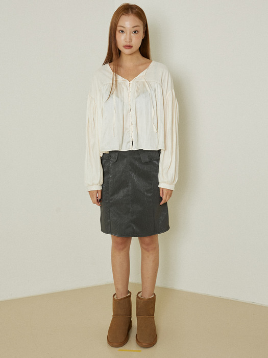 Radiant leather skirt (dark  gray)