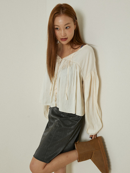 Radiant leather skirt (dark  gray)