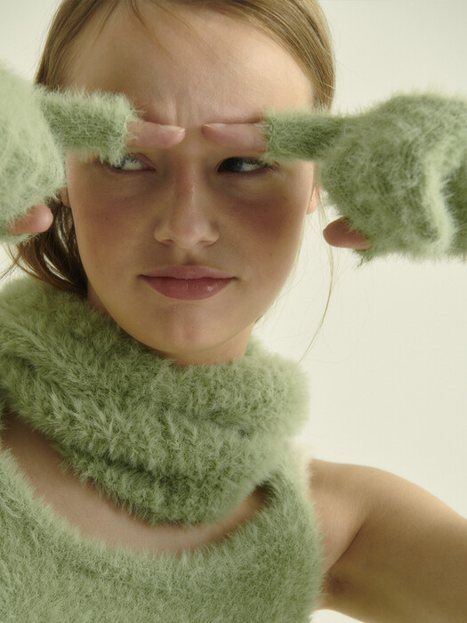 FUZZY KNIT BALACLAVA, GREEN