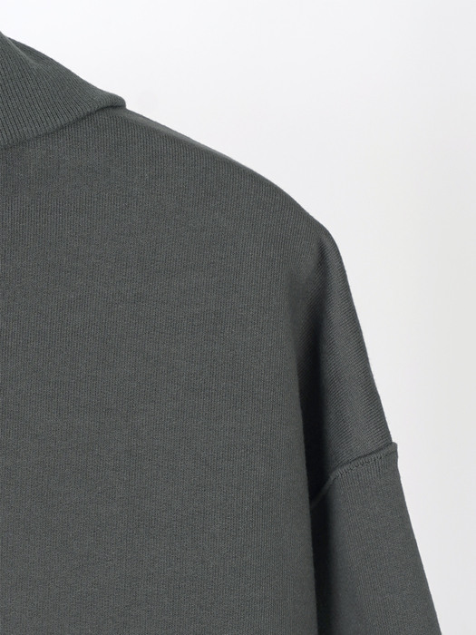 HIGH NECK ZIP-UP SWEAT SHIRT [NAPPING]_CHARCOAL