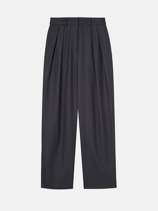 Wide Double Tuck Trouser / Navy Gray