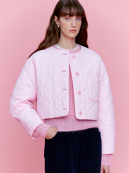 Crop quilted jumper - Pale pink