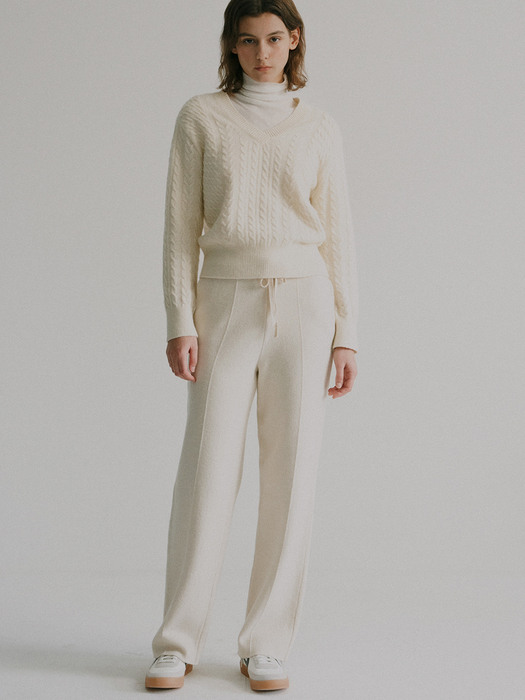 double weaving knit pants (cream beige)
