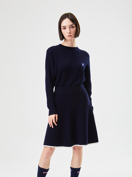  winter knit flare skirt_navy