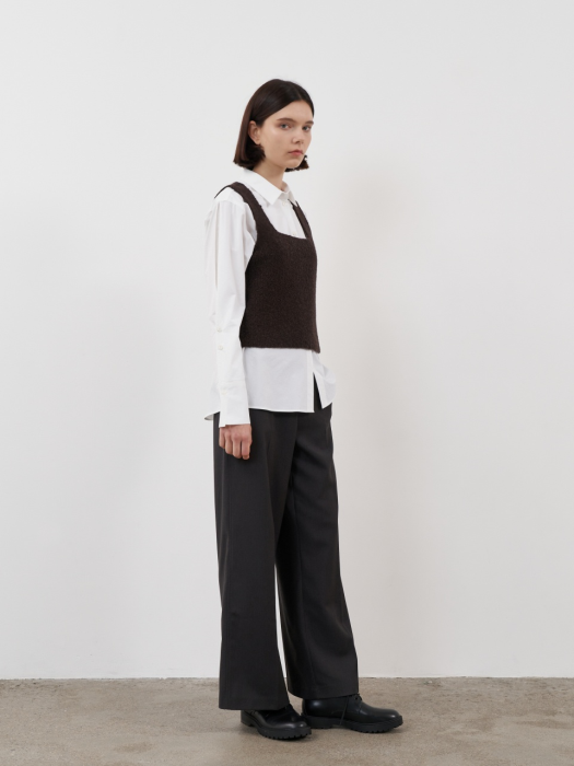 SQUARE NECK KNIT TOP [BROWN]