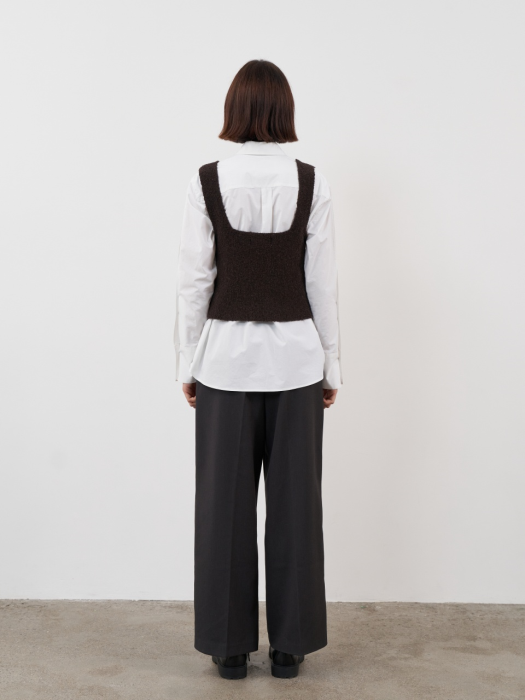 SQUARE NECK KNIT TOP [BROWN]