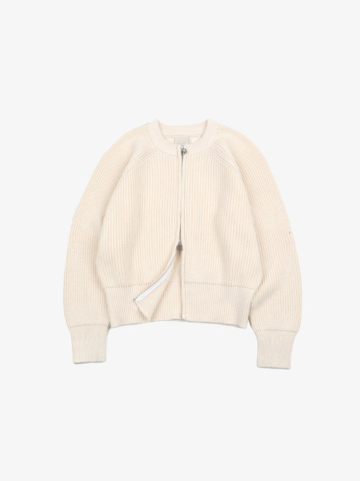 Lossy Hachi 2Way Zip-Up Knit Cream