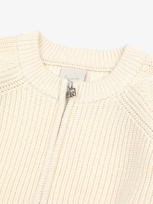 Lossy Hachi 2Way Zip-Up Knit Cream