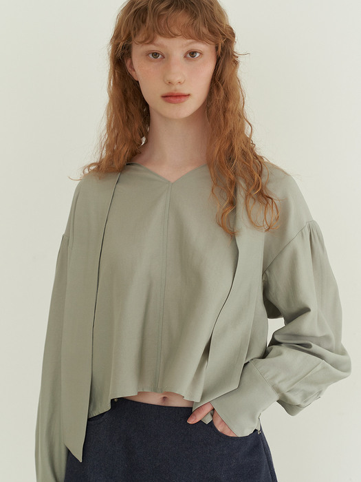 2.14 Two-way scarf blouse (Sage green)