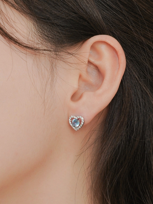 [Silver925] Livadia Heart Earrings (aqua)