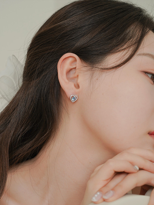 [Silver925] Livadia Heart Earrings (aqua)