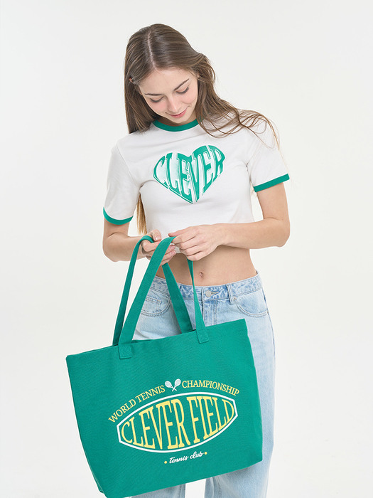 Heart Ringer Crop T-Shirt (Green)