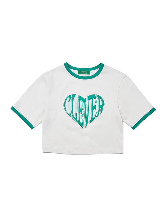 Heart Ringer Crop T-Shirt (Green)