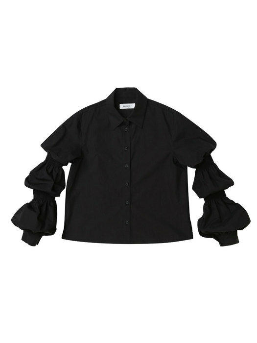 Puff Sleeve Shirt Blouse, black