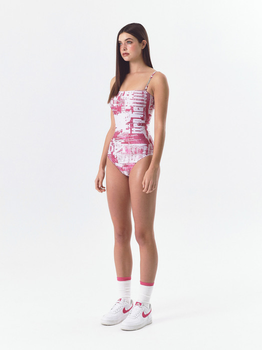 PINK FADE DENIM SWIMSUIT