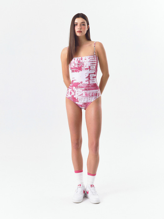 PINK FADE DENIM SWIMSUIT