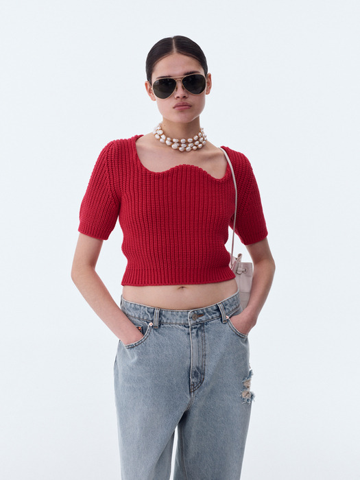SIGNATURE SCOOP NECK CHUNKY KNIT (RED)