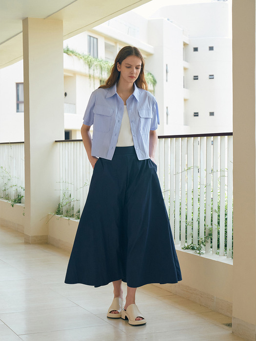 Wave Flare Skirt[LMBCSPSK402]-Navy