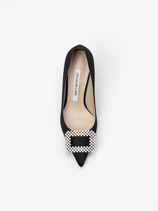 Pattisento Embellished Stiletto Pumps in Black Silk