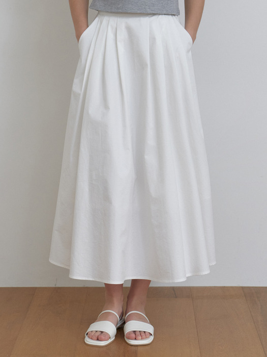 [단독]Letter pleats skirt (white)