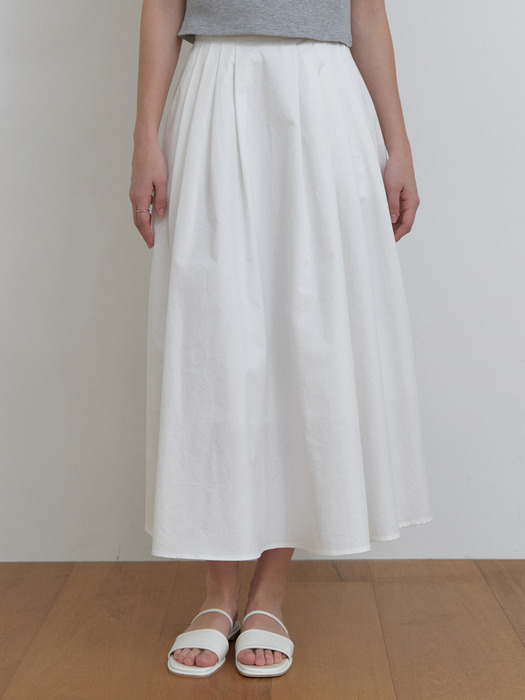 [단독]Letter pleats skirt (white)