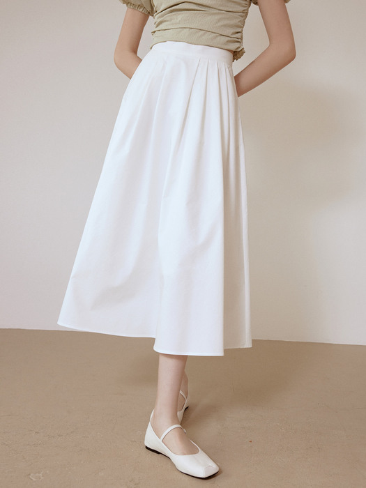 [단독]Letter pleats skirt (white)