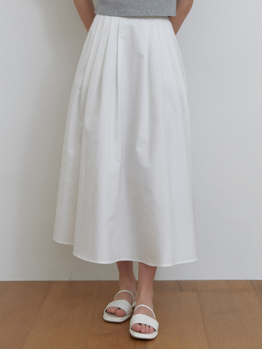 [단독]Letter pleats skirt (white)