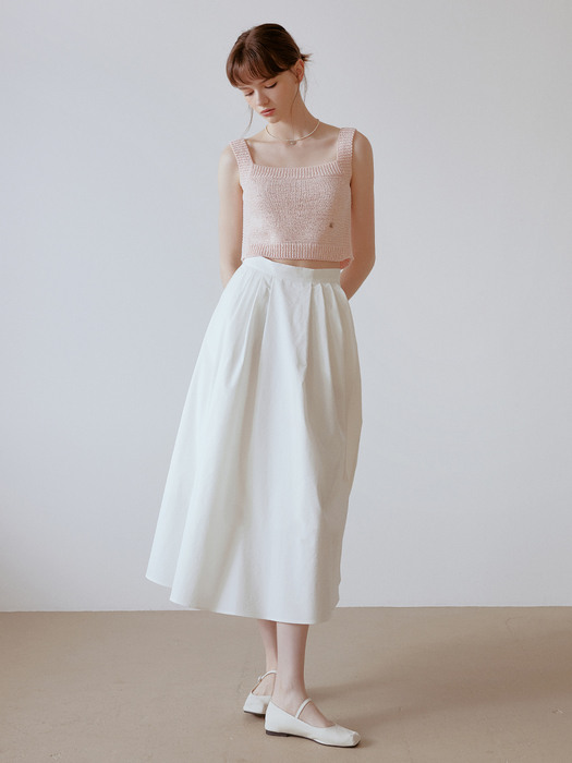 [단독]Letter pleats skirt (white)