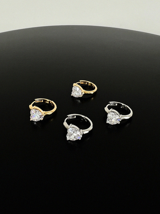 HEART CUBIC RING EARRINGS (2colors) AE223027