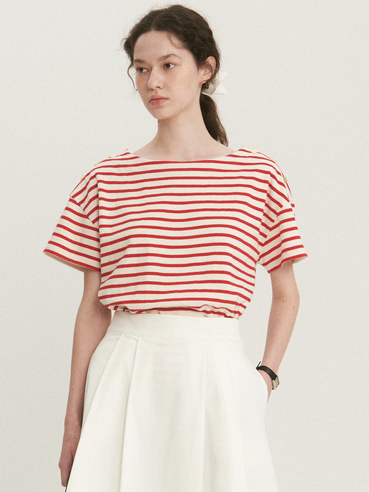 Striped Half Sleeve T-shirt_3color