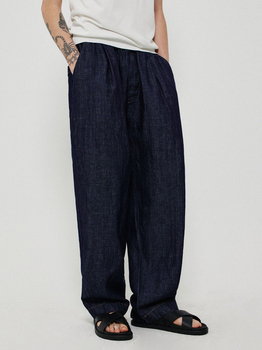 LINEN DENIM FIELD PANTS_INDIGO