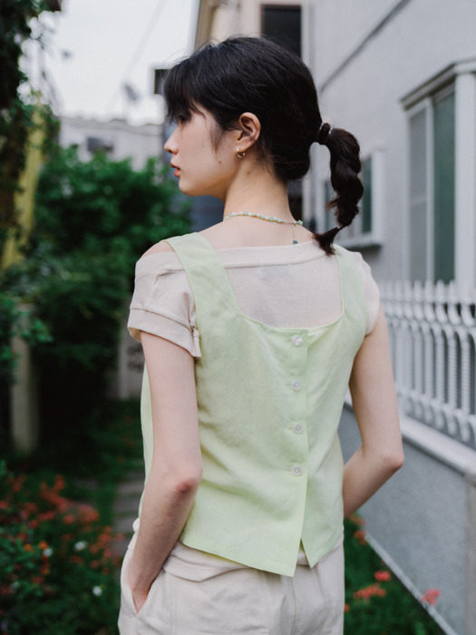 LIME BACK OPEN SLEEVELESS TOP