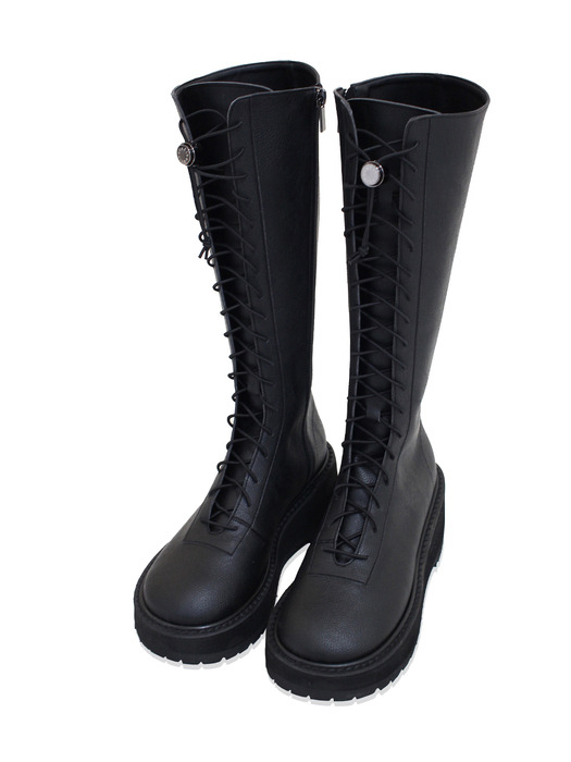 [VEGAN TIGER x Finoacinque] Laceup platform long boots_black