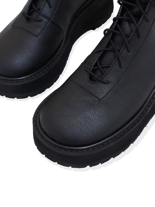 [VEGAN TIGER x Finoacinque] Laceup platform long boots_black